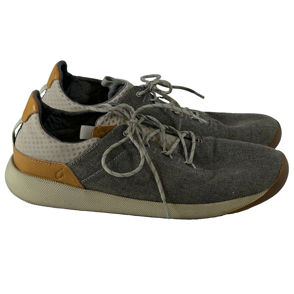 Olukai Nanea Li Men's Size 12 Gray Canvas Slip-On Comfort Sneakers Casual Shoes